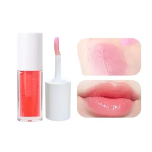 Private Label Organic High Shine Clear Lip Plumper Gloss Vegan Color Changing Lip Balm Fruity Pink Lip Gloss Oil Wholesale