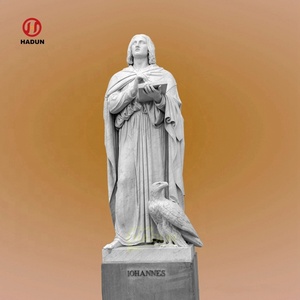 Statua di san patrizio in marmo scultura religiosa scolpita a mano all'aperto - Product Image 3