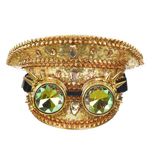 Steampunk Top Hat Rhinestone Burning Man Traje Sombrero Con Gafas Plata - Product Image 3