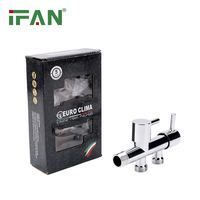 Válvula Angular de Baño con Manija Plateada Original de Fábrica IFAN, Válvula de Cierre Angular de Aleación de Zinc de 1/2'', Válvula Angular de Bidé de Apertura Rápida