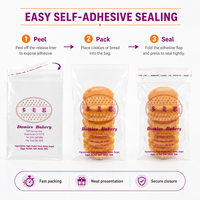 Sac en plastique cellophane de qualité alimentaire en matériau BOPP, sac plat auto-adhésif, imperméable, logo personnalisé, durable, thermoscellable, marque LESI