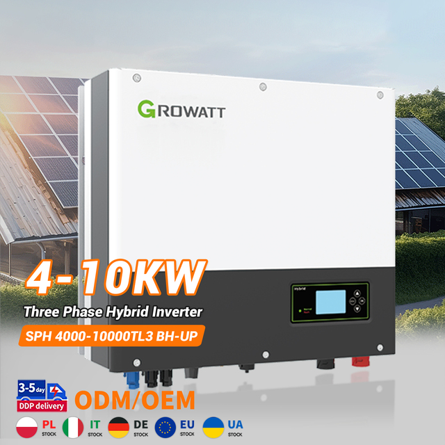 OEM ODM Growatt SPH 4000-10000TL3 BH-UP 4kw 5kw 6kw 7kw 8kw 10kw High Voltage Three Phase Hybrid Solar Inverter IP65 Protection