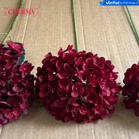Meilleures ventes : Grande fleur artificielle d'hortensia en soie bordeaux pour bouquet DIY, toile de fond de mariage, décoration d'hôtel et de maison, vente en gros