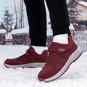 Chaussures de marche pour femmes en daim synthétique pour l'hiver, avec doublure chaude, semelle extérieure en caoutchouc, semelle intermédiaire en EVA, confortables, antidérapantes, semelle souple, chaussures décontractées - Product Image 1