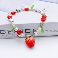Bracelet de perles de coeur rouge mignon bijoux fins bracelets de charme de fraise pour les femmes