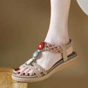 Comfort Open Toe <strong>Elastic</strong> Strap Women's Casual Strappy <strong>Sandal</strong> Summer <strong>Sandals</strong> for Women - Product Image 3