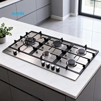 Electrodoméstico de Cocina Xunda, Placa de Cocción a Gas Integrada de 90 cm y 5 Quemadores, Personalización de Fábrica, Placas de Cocción a Gas de Acero Inoxidable de 4, 5 y 6 Quemadores