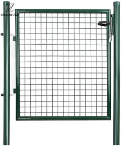 Kolay kurulum uzun ömürlü tek kapı demir kapı tasarımları tek yaprak bahçe çit kapısı setleri yuvarlak tüpler salıncak kapıları satılık