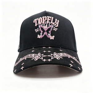 Gorra de Béisbol con Bordado de Estrella y Mariposa con Notas Musicales, Gorra Trucker Ajustable con Bordado 3D Personalizado - Product Image 1
