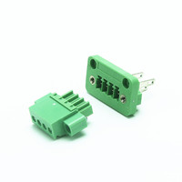 4 polos de contacto 3,81mm paso a través del bloque de terminales de pared enchufe tipo pcb montado en la pared enchufe y enchufe