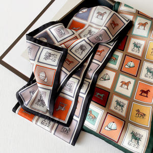 Impression numérique de printemps motif floral personnalisable cadeau <span class=keywords><strong>sac</strong></span> bande double couche soie sergé femmes longue écharpe ruban - Product Image 5