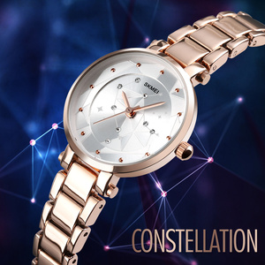 Montre à quartz authentique pour femme, bracelet carré en acier inoxydable avec accents de diamants, montre décontractée et professionnelle étanche - Product Image 1