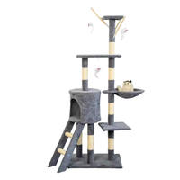 En gros Arbre à chat moderne de luxe en bois massif et MDF, personnalisé, avec condo, plateau interactif en sisal et poteaux à gratter en bois
