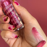 Huile à lèvres scintillante personnalisée en gros, différentes couleurs, votre logo, cosmétiques véganes, marque privée, gloss à lèvres tourbillonnant