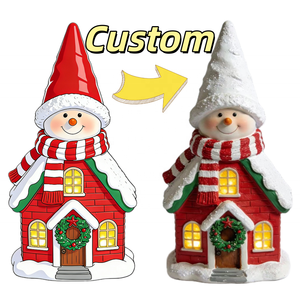 Accessoires de village de Noël en résine, ornement personnalisé de renne de Noël avec traîneau, décorations de Noël - Product Image 3