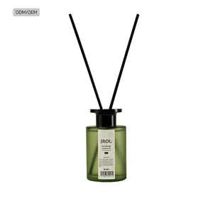 Natural Essential Oil Fragrance Home Decoration Air Purifying Green Glass Bottle Reed Diffuser