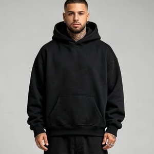Sweat-shirt à capuche surdimensionné robuste, style streetwear, en tissu polaire, couleur unie, pour hommes, prix abordable, directement des fabricants. - Product Image 1