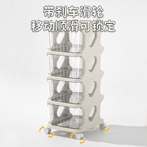 Étagère de rangement mobile multi-tiroirs pour articles de bébé et jouets, 5 niveaux, grande taille carrée, avec roulettes - Product Image 4