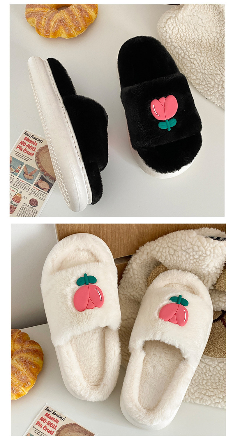 Women's Flat Plush Slippers Home Ladies Warm Furry Slippers Winter Cotton Shoes