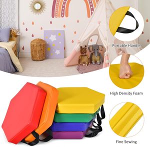 EVERPRETTY 6 Adet Çocuklar İçin 15 İnç Kalın Yumuşak Köpük Yer Minderleri Saplı Kolay Temizlenen Taşınabilir Sınıf Oturma Minderi Kreş Okul Öncesi İçin - Product Image 4