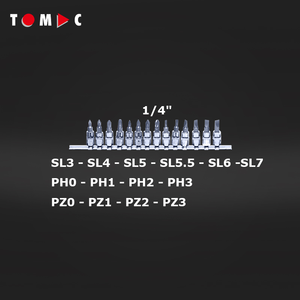 14 Stuks Din Niveau 1/4 "<span class=keywords><strong>Dr</strong></span> S2 Bits Sockets, Ph, Pz, Sl Set Met Metalen Rail - Product Image 2