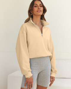 <span class=keywords><strong>Felpa</strong></span> con Mezza Zip e Coulisse <span class=keywords><strong>da</strong></span> <span class=keywords><strong>Donna</strong></span> Stile High Street, Moda Autunnale, Vestibilità Ampia, Manica Lunga, Top Corto Casual - Product Image 3