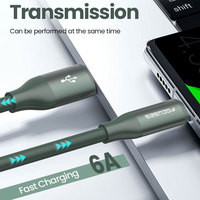 Kabel Data USB 6A Desain Baru 2023 OD6.0 Pengisi Daya Super Cepat TPE 66W Lembut Kualitas Tahan Lama Kabel USB A Ke Tipe C 3ft6ft 480Mbps