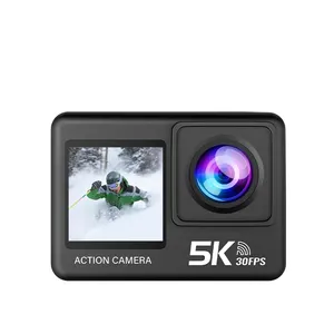 Go Pro kamera aksi olahraga layar sentuh, Wifi tahan air 4k 5k 30fps 60fps Selfie layar ganda