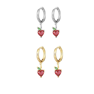 Boucles d'oreilles créoles en argent plaqué <span class=keywords><strong>or</strong></span> 18 carats de haute qualité pour femmes, cerises, pommes, ananas, bananes, pastèques et fruits - Product Image 2