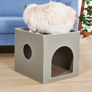 Cama corrugada de alta calidad para mascotas, <span class=keywords><strong>venta</strong></span> directa de fábrica, patrón sólido barato, cama para gatos, cueva, forma cuadrada, embalaje de cartón - Product Image 3
