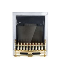 Cheminée led électrique noire réaliste, décor de salon avec manteau