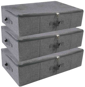 Cajas de Almacenamiento Plegables de Plástico Rectangulares para Debajo de la Cama, con Asas Reforzadas para Edredones, Ropa, Zapatos, Juguetes - Gris Oscuro - Product Image 1