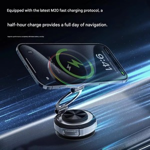15W Magnetic <b>Wireless</b> Charging 3-in-1 Car Mount Vacuum Suction Cup Zinc Alloy 360 Rotating Foldable <b>Phone</b> Holder - Product Image 6
