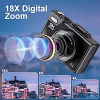 Kamera Digital Layar Lipat Best Choice 5K 75MP Webcam Lampu LED Pengisi Cahaya Zoom 18X AF Kontrol WiFi APP