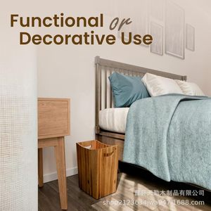 Wooden Storage Bucket Rectangular Indoor Decorative Home Use Waste Bin - Product Image 2