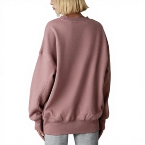 Oversized Heavyweight 300 GSM <b>Women</b> Sweatshirt Custom Logo 100% Cotton Brushed Fleece Material Long Sleeve Crew Neck Pullover - Product Image 3