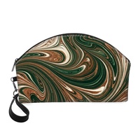 Pochette à maquillage avec dragonne, motif personnalisable, MOQ : 1 pièce, sac cosmétique vert à motif personnalisé, dôme personnalisé