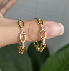 Brincos de argola femininos, brincos para mulheres, primeira moda, simples, de cobre, multicolor