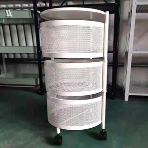 Lazy Susan Storage Rack 3 Tier Round Metal Mesh Kitchen Organizer With Wheels For Vegetable And Miscellaneous Items - Product Image 1