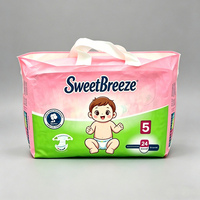 Sachet souple personnalisé OEM avec poignée pour couches bébé, emballage en plastique imprimé pour couches, emballage flexible en gros pour produits pour bébés