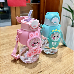 Vaso de agua de plástico con pajita para niños, diseño de dibujos animados, para uso en exteriores, portátil, para estudiantes de primaria, niños <span class=keywords><strong>y</strong></span> niñas - Product Image 3