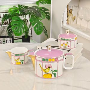 Service à café en porcelaine fine de style européen de luxe léger, série fleurs, 15 pièces, écologique, pour les fêtes et les mariages - Product Image 4