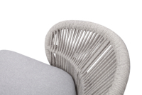 Chaise de salle à manger de luxe en aluminium et corde pour hôtel commercial, terrasse au bord de la piscine, café, bistrot, jardin extérieur et restaurant, avec siège confortable et fauteuils