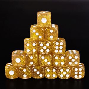 Dados Personalizados Promocionales de Plástico de 16 mm con Puntos Blancos D6 con Brillo Dorado de 6 Caras para Regalos y Juegos de Mesa - Product Image 1