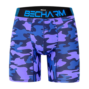 Calzoncillos Largos de Nailon para Hombre, Pantalones Cortos Deportivos, Conjunto de <span class=keywords><strong>Ropa</strong></span> <span class=keywords><strong>Interior</strong></span> Sexy Azul-Violeta, <span class=keywords><strong>Ropa</strong></span> de Camuflaje - Product Image 1