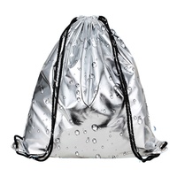 2024 nouveau YCH pas cher prix logo personnalisé argent enduit étanche cordon sac à dos avec fermeture éclair