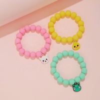 Bracelet Cadeau en Quartz avec Breloques Animaux Mignons (Grenouille, Chat) en Acrylique Rose et Perles Métalliques Plaqué Or DIY pour Enfants - Grande Vente