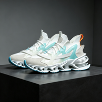 Chaussures de course légères d'été en EVA, semelle intermédiaire, blanc, bleu clair, orange, respirantes, semelle souple, baskets athlétiques de mode urbaine pour hommes