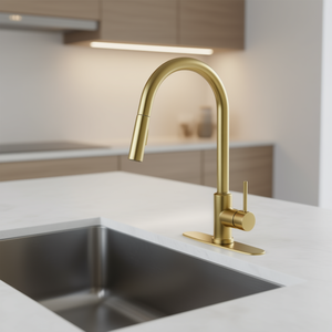 Grifo de Cocina con Rociador Extraíble, Monomando, Montaje en Encimera, Moderno, Dorado Pulido, 8-9.9 pulgadas, 2.0-2.9 gal/m - Product Image 2