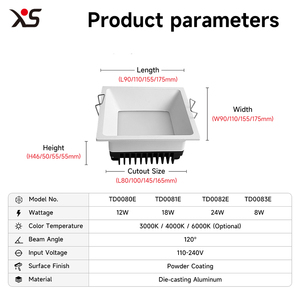 Projektqualifizierter Moderner Einbau-LED-Downlight aus Aluminiumdruckguss mit COB-Chip und Blendschutz für Hotelzimmer-Ausstattung - Product Image 2